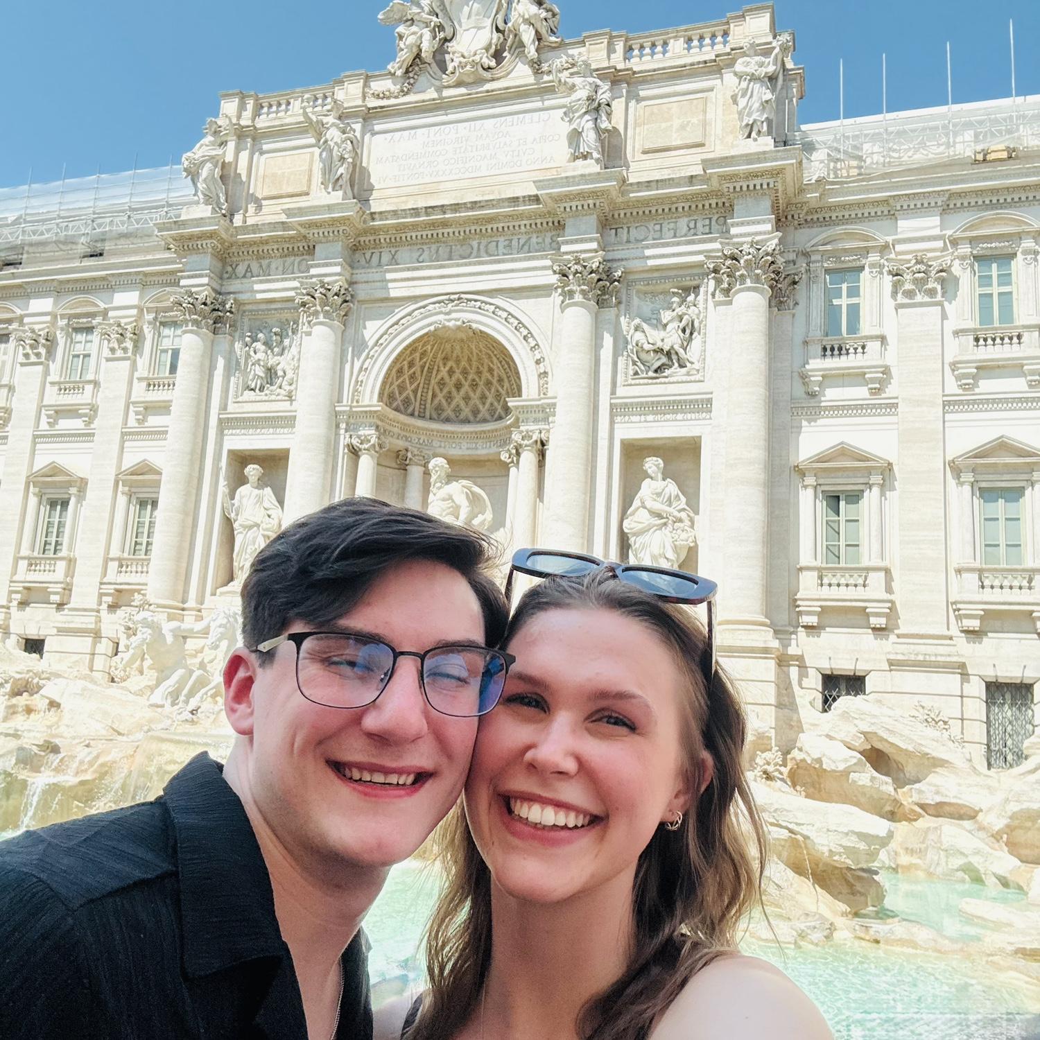 Our first day in Rome at the Trevi Fountain! ⛲️