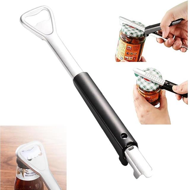 Adjustable Jar Opener for Weak Hands, 2 in 1 Adjustable Jar Opener Multi-function Can Opener Manual Lid Gripper Opener and Bottle Opener Tool for Home Kitchen Gadgets (1pcs)
