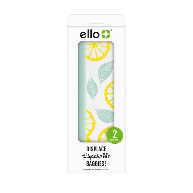 Ello Gallon 2pk Zip Food Storage Bags - Lemons