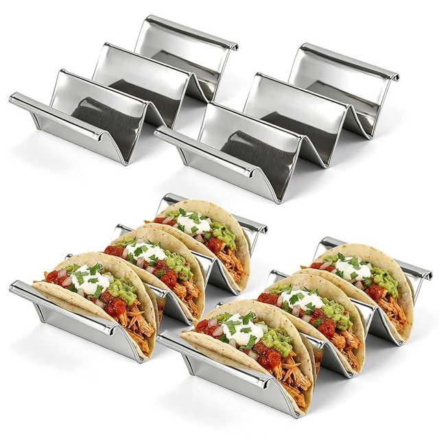 ZPUFAW 4Pack Stainless Steel Taco Holders Food Holder Taco Rack Dishwasher Safe Holds Up to 3 Tacos Each