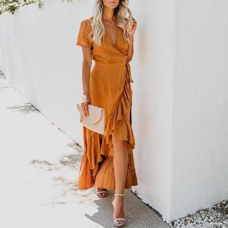 Orange Wrap Dress
