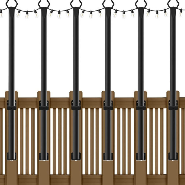 NUERPO 6 Pack String Light Poles,5Ft Metal Poles for Outdoor String Lights,Outdoor Light Poles with Post,Poles/Stand for Outside,Patio,Deck,Backyard,Garden Wedding,Party