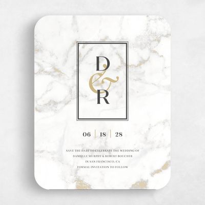White Rounded Wedding Save the Date - Benton Frame