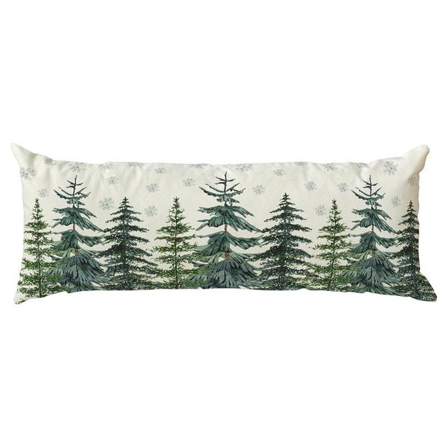 AVOIN colorlife Christmas Trees Snowflake Extra Long Lumbar Pillow Cover 14 x 36 Inch, Winter Holiday Long Body Pillow Case for Bed Sofa Bench