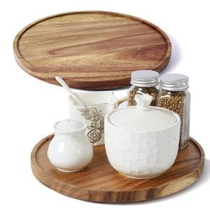 [ 2 Pack ] 12-inch Acacia Wood Lazy Susan Organizers, ACIAZAAZ Lazy Susan Turntable for Cabinet, Kitchen Turntable Storage for Table, Countertop, Pantry