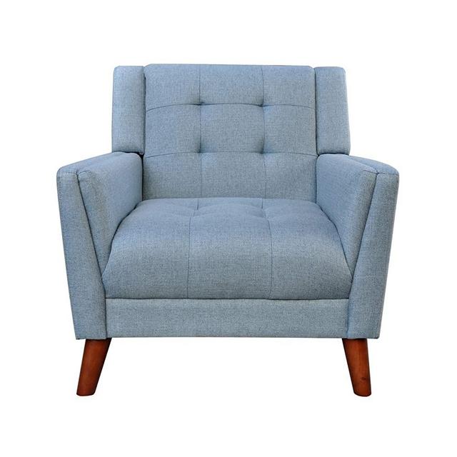 Christopher Knight Home 305539 Alisa Mid Century Modern Fabric Arm Chair, Blue, Walnut