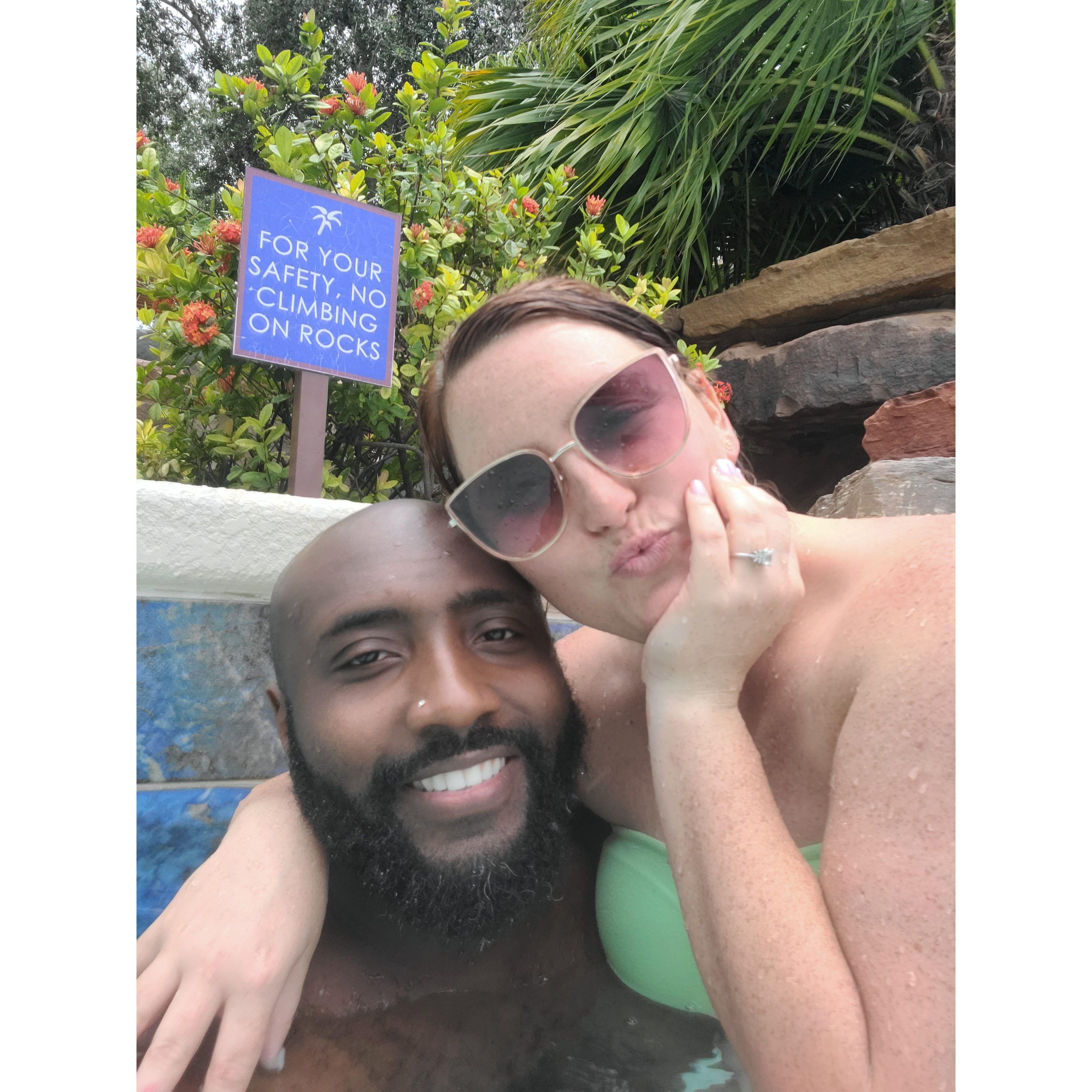 Enjoying time at the resort after getting engaged!