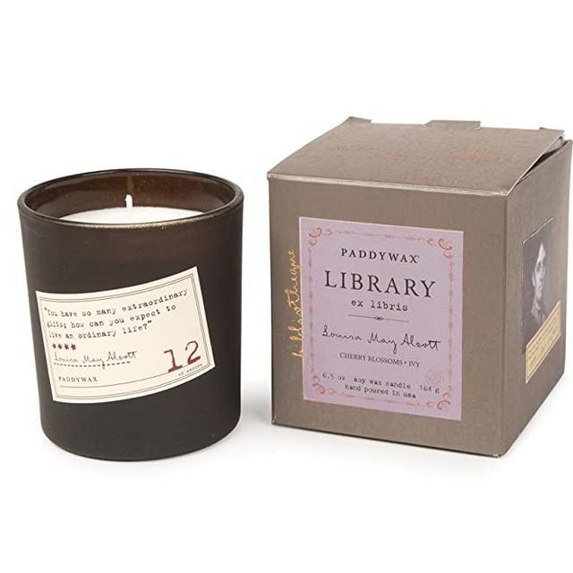 Paddywax Library Collection Louisa May Alcott Scented Soy Wax Candle, 6.5-Ounce, Cherry Blossoms & Ivy