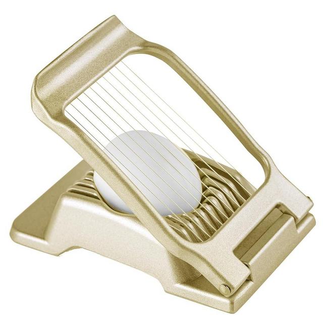 Yuzxaun Egg Slicer, Egg Slicer for Hard Boiled Eggs, Stainless Steel Wire Egg Slicer, Heavy Duty Aluminium Egg Cutter Dishwasher Safe for Egg Strawberry Soft Fruit, Gold