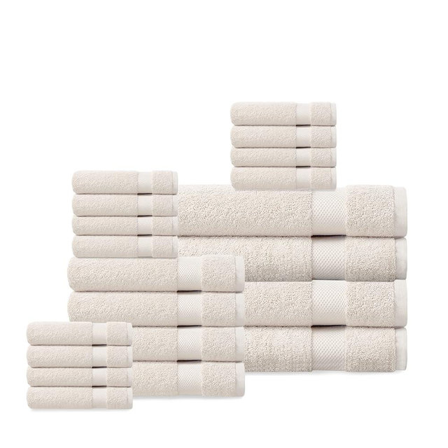 Delara Organic Cotton Luxuriously Plush Bath Towel 20 Piece Set|GOTS & Oeko-TEX Certified|Premium Hotel Quality Towels|Feather Touch Technology|650 GSM Long Staple|Soft, Quick Dry & Ultra-Absorbent