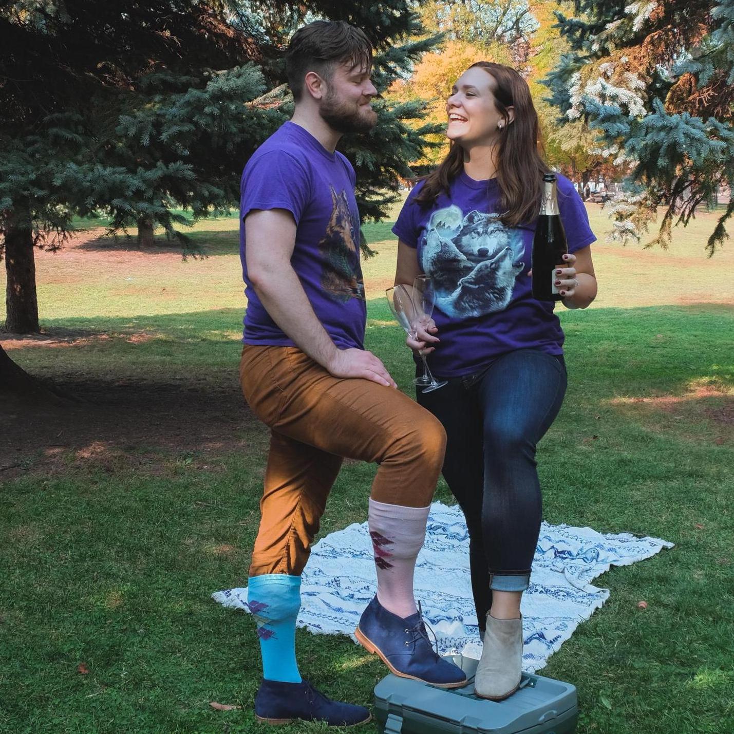 Austin's lucky socks! He wore these the night he proposed. Stay tuned to see if he wears them the day we're married!