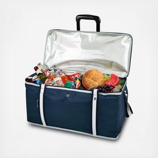 Insulated Folding 64-Can Picnic Cooler with Detachable Wheels