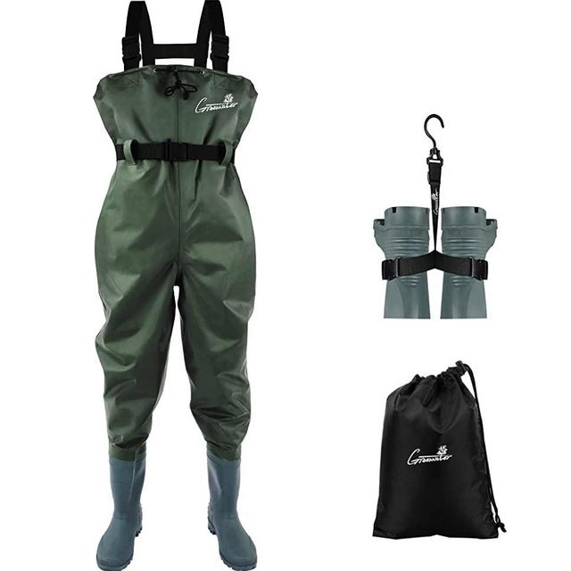 GREENWATER Fishing Chest Waders for Men Women with Boots Waterproof 2ply Nylon PVC Lightweight Bootfoot Waders for Hunting