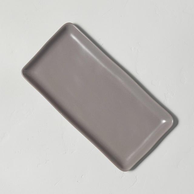 Large Stoneware Rectangular Serve Tray Matte Gray - Hearth & Hand™ with Magnolia