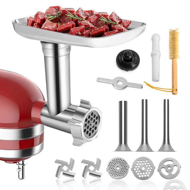 Kitchenaid Stand Mixer Meat Grinder Attachment - Stainless Steel, Sausage Stuffer
