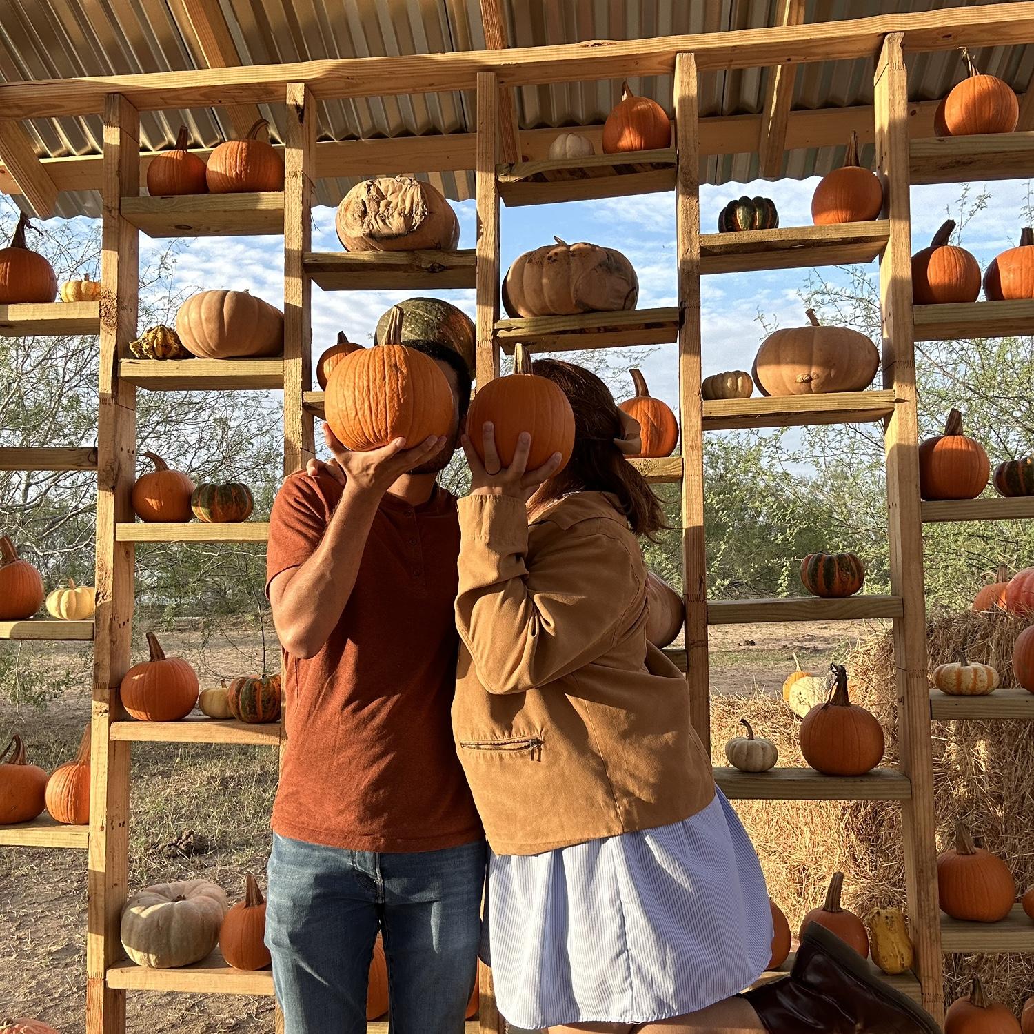 Our first pumpkin patch. We are already dating! Juan Carlos was successful in pursuing Chelley! 💪