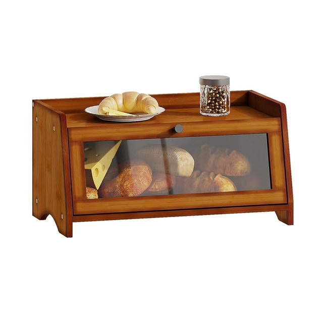 BAMBANG Bread Box for Kitchen Countertop, Bamboo Bread Box for Homemade Bread, Wooden Farmhouse Bread Storage Container, Small Breadbox Bread Bin Organizer for Counter Cabinet Pantry, Brown