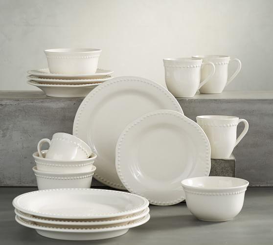 Emma Dinnerware 16 Piece Set with Cereal Bowl - White