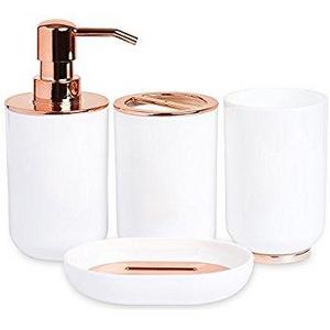 Stylish Rose Gold and White Bath Organizer Set