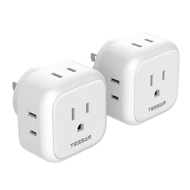 Multi Plug Outlet Extender, TESSAN Multiple Plug Splitter with 4 Electrical Outlets, 2 Packs Wall Tap Power Plug Expander for Cruise Ship Home Office Dorm Room Essentials, White
