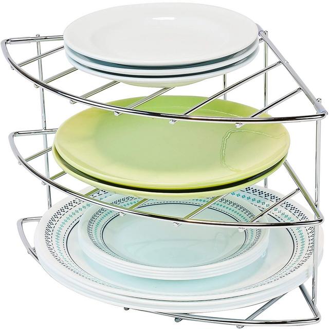 Deco Brothers - DecoBros 3-Tier Counter and Cabinet Corner Shelf Organizer, Chrome
