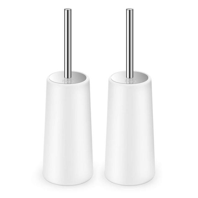 IXO Toilet Brush and Holder, 2 Pack Toilet Brush with 304 Stainless Steel Long Handle, Toilet Bowl Brush for Bathroom Toilet-Ergonomic, Elegant,Durable