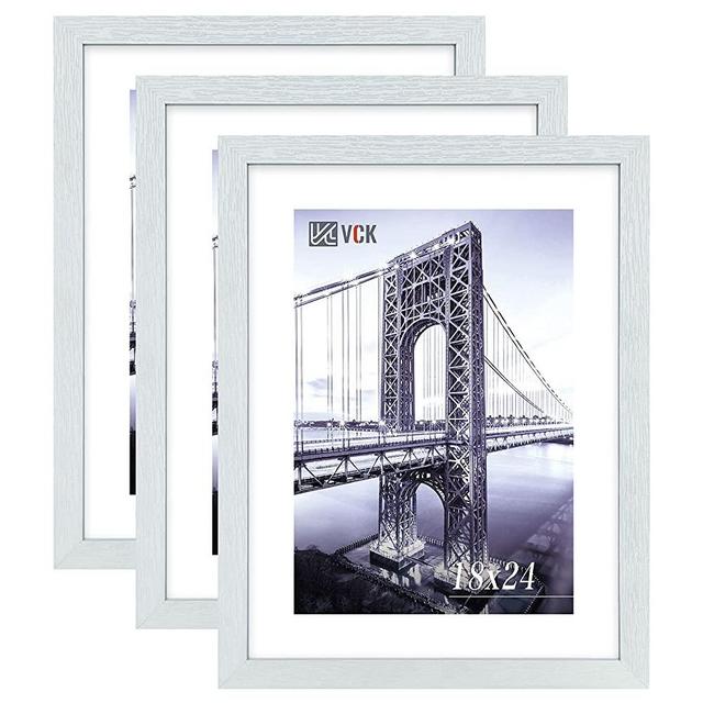 VCK 18x24 Poster Frames 3 Pack White MDF Wood and Polished Plexiglass Frame,Display Pictures in Horizontal and Vertical…