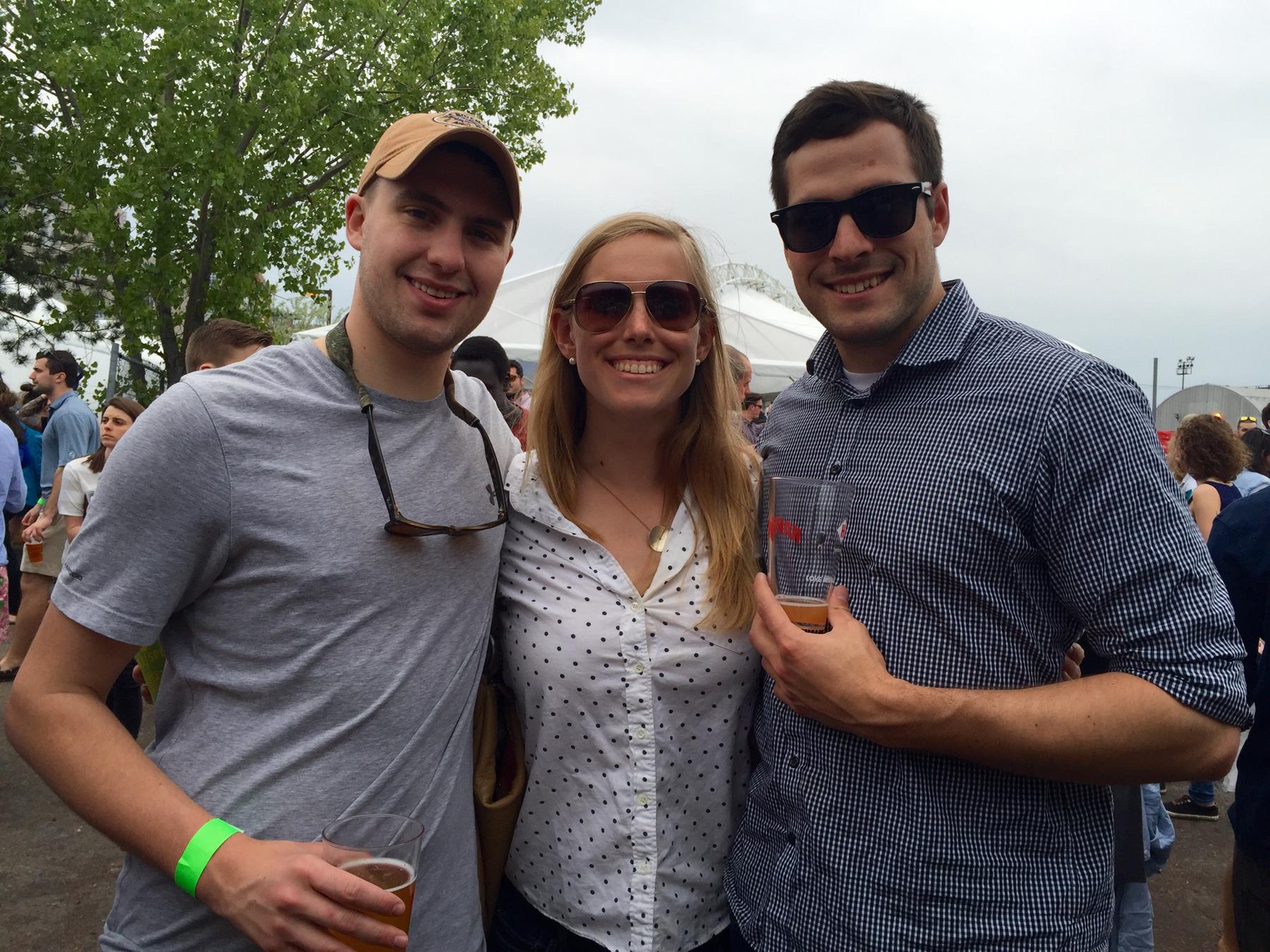 Baby Caroline, Aaron, and officiant Billy in 2016 in Boston