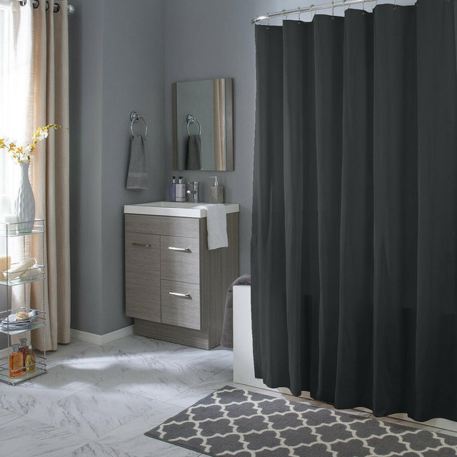 Kate Aurora Living Hotel Collection Mold & Mildew Resistant Fabric Shower Curtain - Black