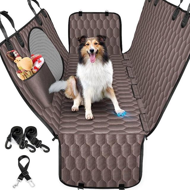 Dog Car Seat Cover for Back Seat, 100% Waterproof 600D Scratch Proof Nonslip Durable Back Seat Dog Hammock with Mesh Window and Storage Pocket for Cars Trucks and SUVs