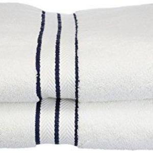 Superior Hotel Collection, 2 Piece Bath Towel - White/Navy