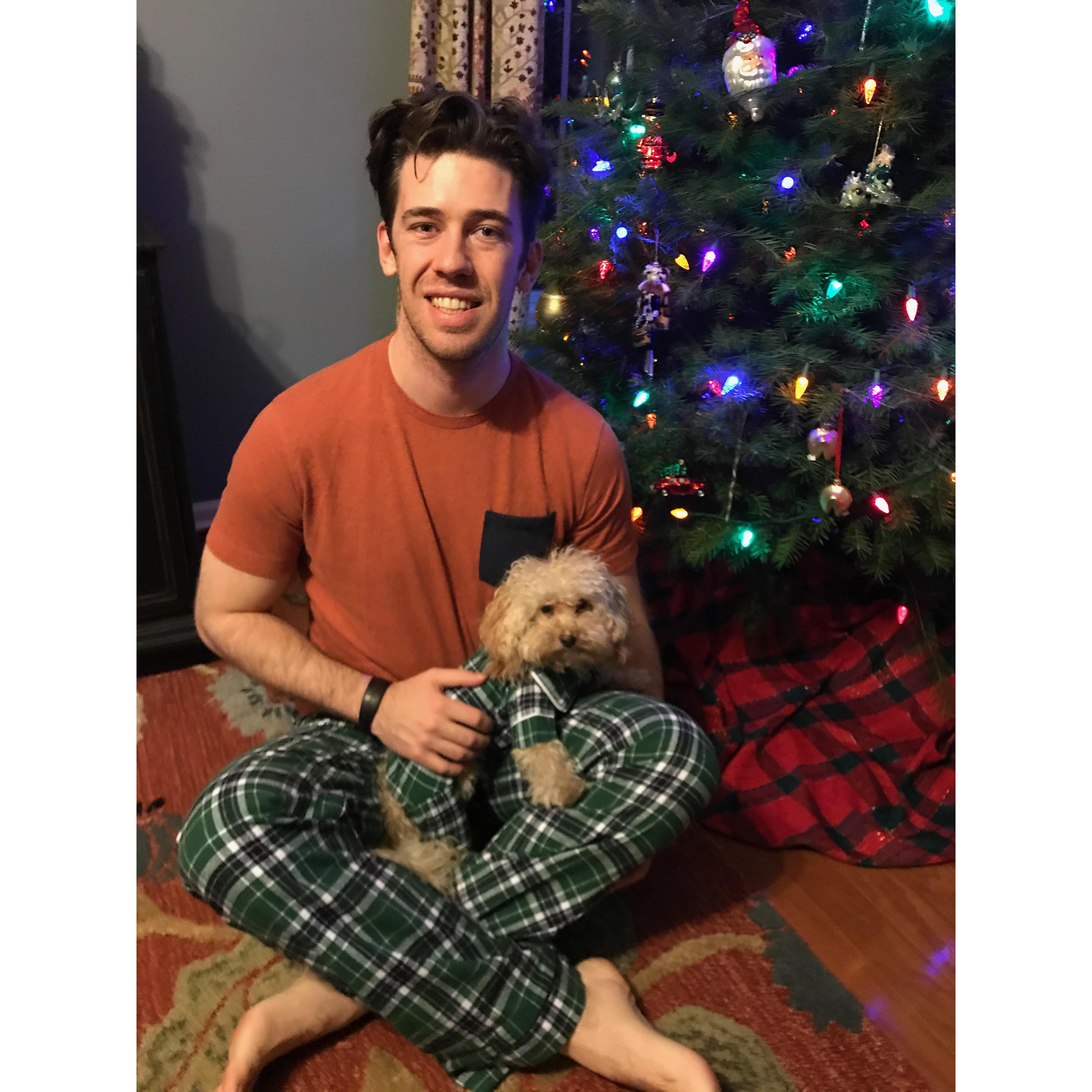 Matching pajamas for our first Christmas with Macaroon