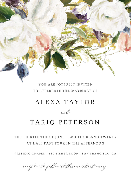 Octavia Portrait | White | Zola Wedding Invitations