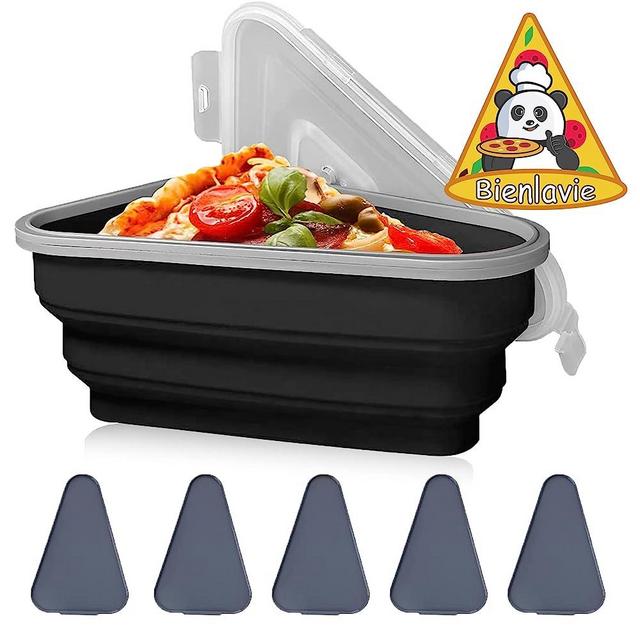 Bienlavie Reusable Expandable Pizza Storage Container with 5 Microwaveable Heating Trays, Adjustable Silicone Pizza Box, Space Saving and Leftover Pizza Slice Container Pizza Saver