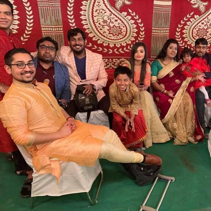 With some of the cousins in India, and my fractured foot...