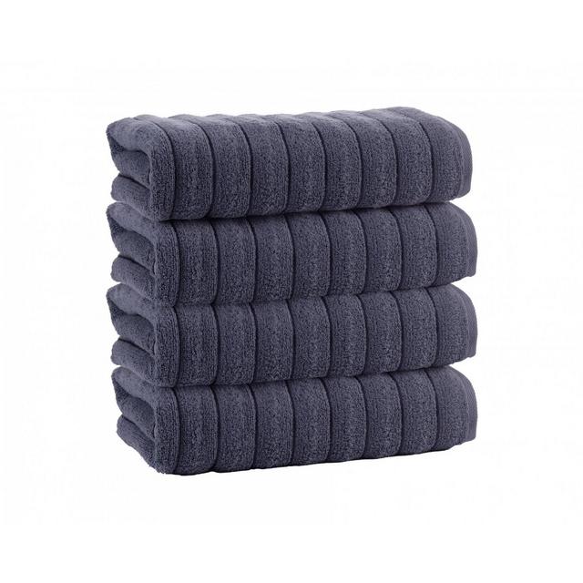 4pc Vague Turkish Cotton Bath Towel Set Black - Enchante Home