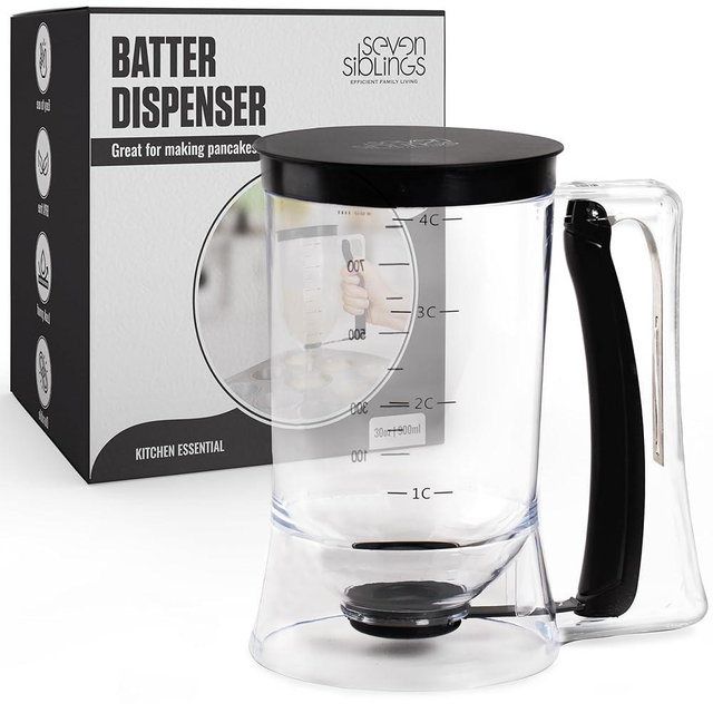 Batter Dispenser with Squeeze Handle - Pancake Batter Dispenser | Pancake Dispenser for Better | Cupcake Batter Dispenser | Pancake Pourer Dispenser | Pancake Mix Dispenser | Waffle Batter Dispenser