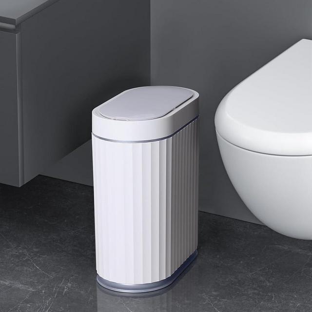 ELPHECO Bathroom Motion Sensor Trash can 2 Gallon Automatic Garbage Can, 9 L Slim Plastic Smart Trash Can with Lid, Commercial Intelligent Trash Bin for Bedroom, Bathroom, Kitchen, Office, Grey