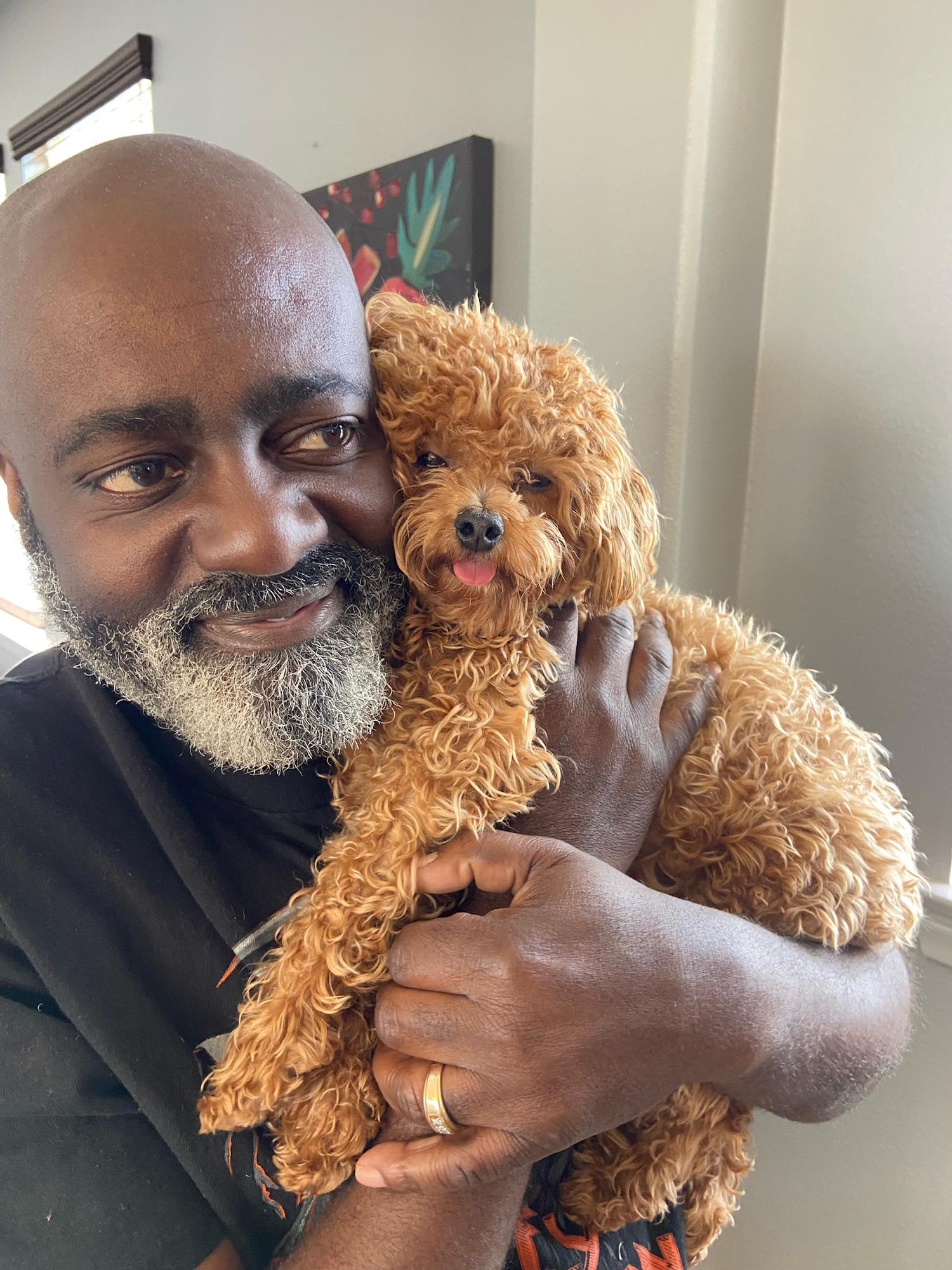 Essence’s Dad, Paul, with his favorite grand-doggter, Tulip 🌷