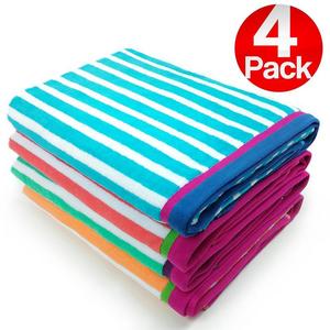 Ben Kaufman Sales - KAUFMAN - Velour Racing Stripe Beach & Pool Towel 4-Pack - 32in x 62in
