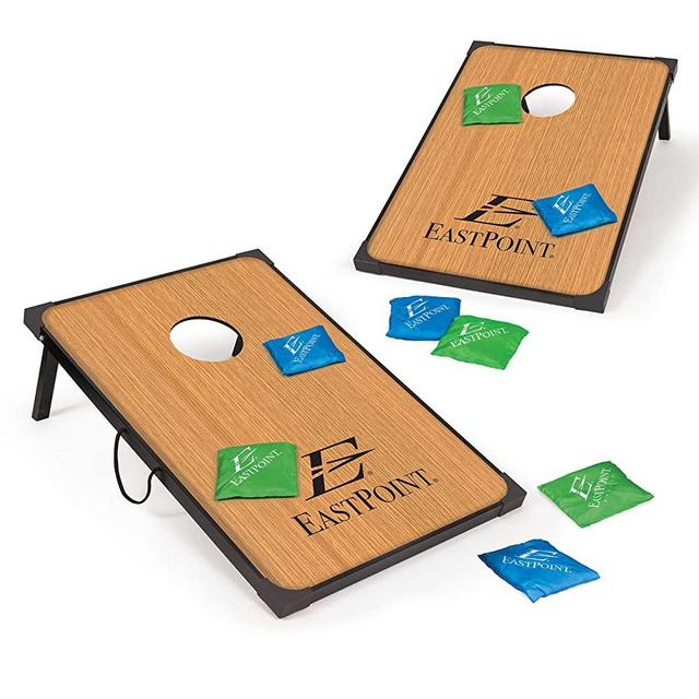 EastPoint Sports Cornhole Game Set Bean Bag Toss MDF - 2' W x 3' L - Built-In Storage, Convenient Carry Handles and 8 Premium Bean Bags
