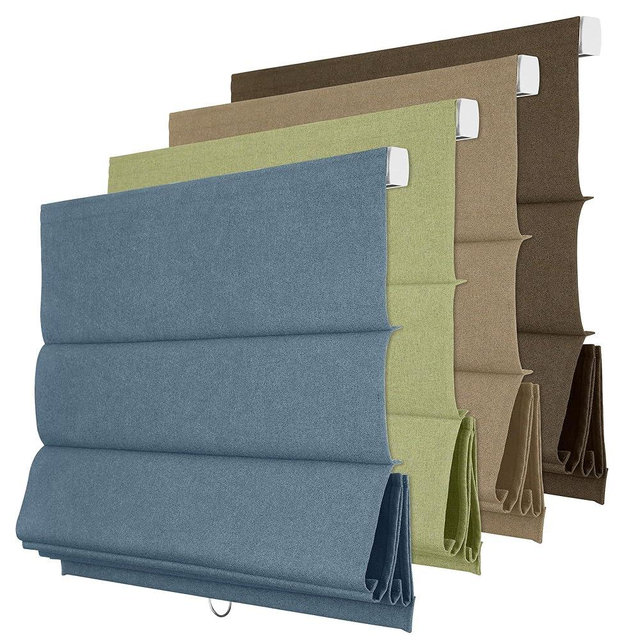 Boolegon Blackout Roman Shades for Indoor Windows, Cordless Roman Blinds for Windows, Thermal Insulated Window Shades for Door, Bedroom, Office, Easy to Install, Blue, 29" W X 72" H