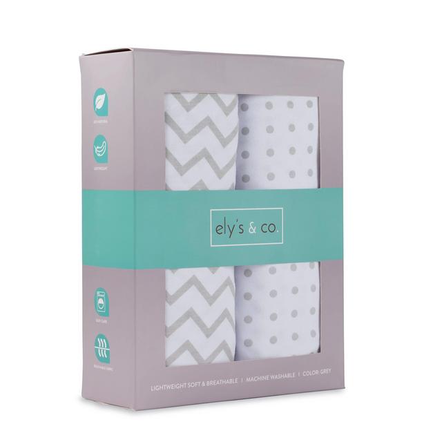 Crib Sheet Set 100% Jersey Cotton (Grey Chevron and Polka Dot)