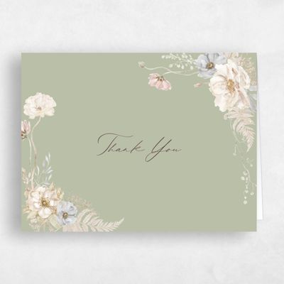 Olive Sage, Green Wedding Thank You - Almada Landscape