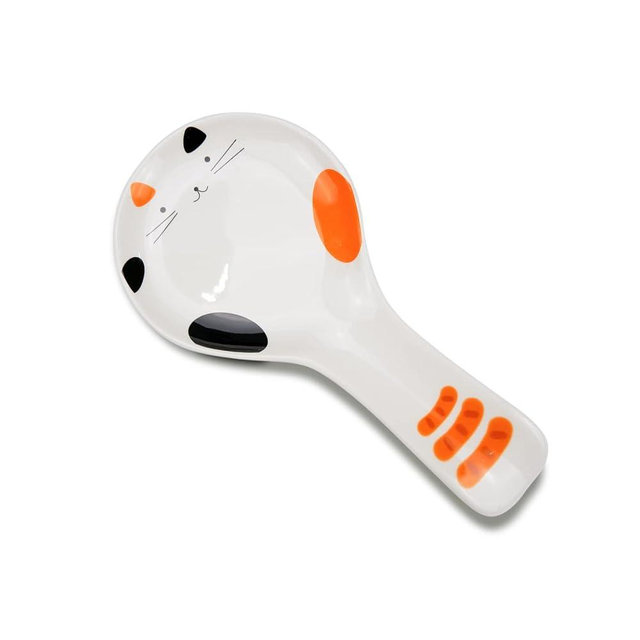 Cat Spoon Rest Ceramic Cute Spoon Holder Rest for Stove Top Cat Kitchen Accessories Stove Holder Utensil Spoon Rest for Kitchen Counter (Color)