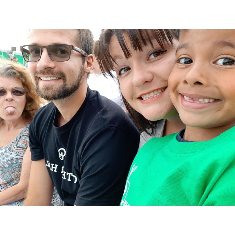 Enjoying family time at a Hartford Athletic soccer game.