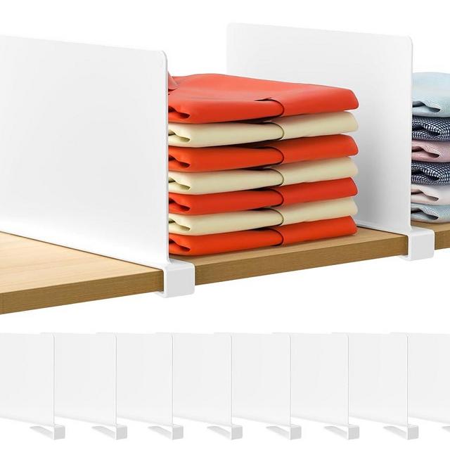 HBlife 8 Pcs White Acrylic Shelf Dividers, Vertical Purse Organizer for Closet Perfect for Sweater, Shirts, Handbags in Bedroom and Kitchen, Closet Separators for Organization Cabinet