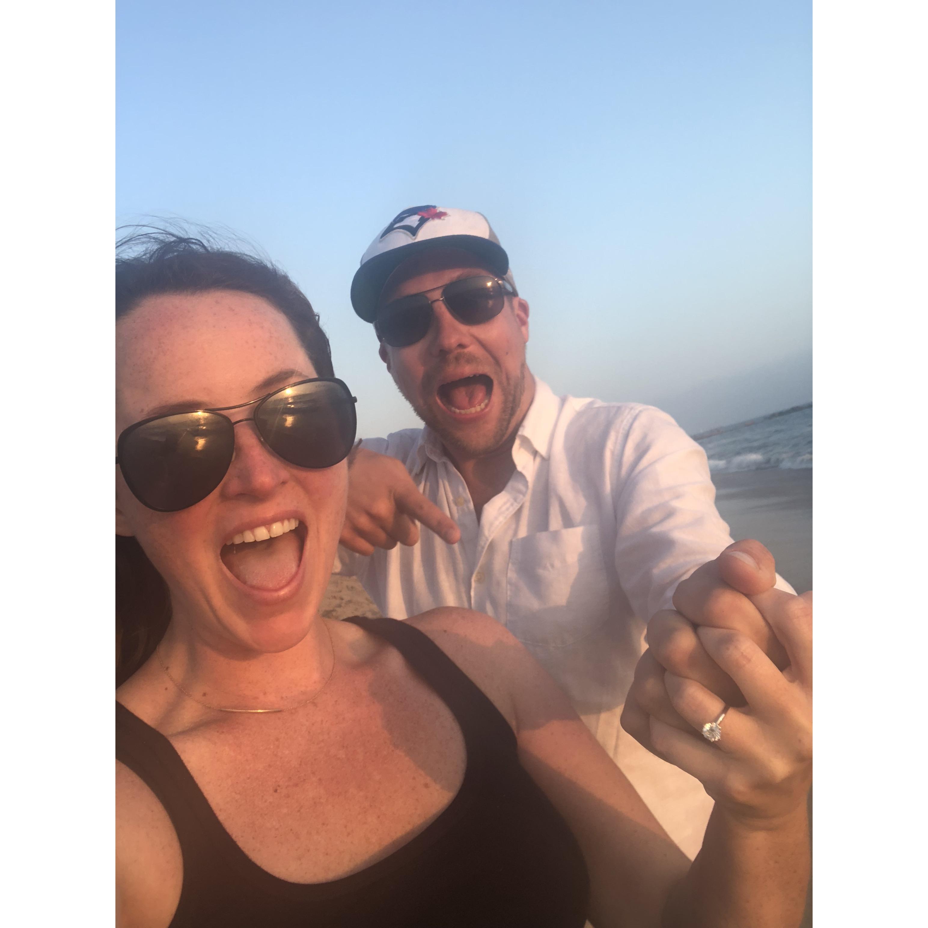 Engaged!  Venice Beach (same location as our first date)