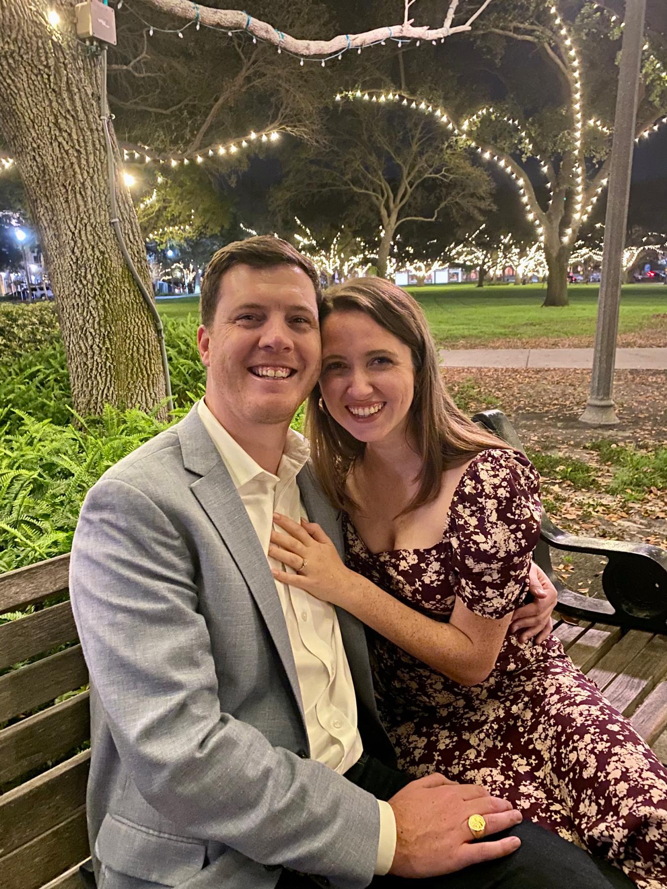 February 2023 - Posing for an impromptu engagement photo after a celebratory engagement dinner with Kevin’s parents in St. Pete, Florida.