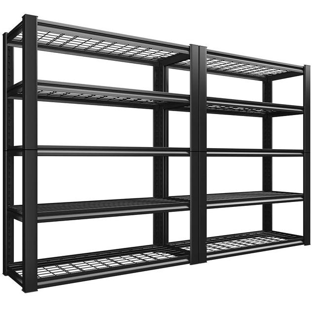 REIBII 72''H Garage Shelving Heavy Duty Garage Storage Shelves 2000LBS Heavy Duty Shelving Adjustable 5 Tier Metal Shelves for Storage Rack,Garage Shelves Utility Shelf 2PC,72" H*35.5" W*16" D
